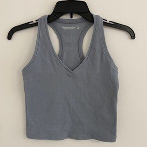 Abercrombie and Fit Soft A&F Racerback V Neck Crop Tank Top, XS, Blue
